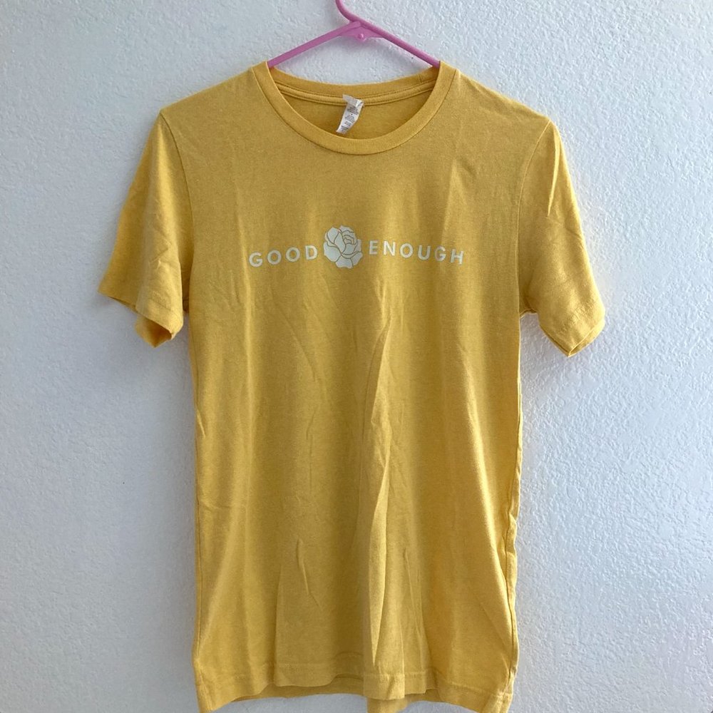 Yellow "Good Enough" Graphic Tee, Size Small